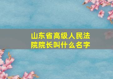 山东省高级人民法院院长叫什么名字