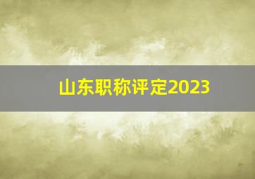 山东职称评定2023