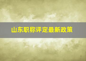 山东职称评定最新政策