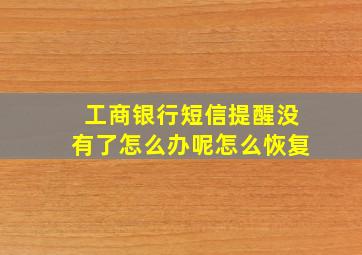 工商银行短信提醒没有了怎么办呢怎么恢复