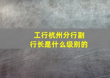 工行杭州分行副行长是什么级别的