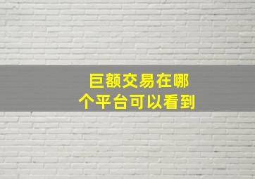 巨额交易在哪个平台可以看到