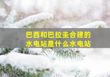 巴西和巴拉圭合建的水电站是什么水电站