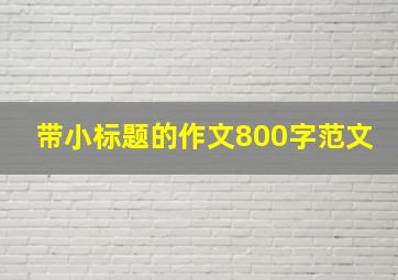 带小标题的作文800字范文