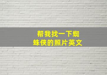 帮我找一下蜘蛛侠的照片英文