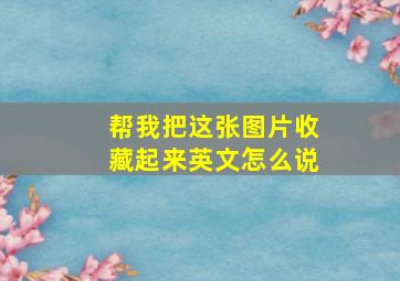 帮我把这张图片收藏起来英文怎么说