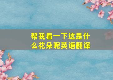 帮我看一下这是什么花朵呢英语翻译