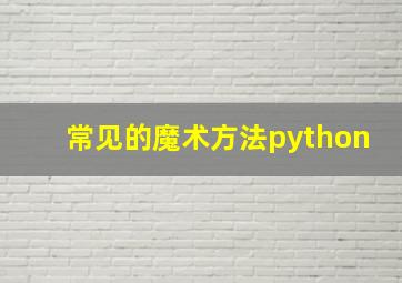 常见的魔术方法python