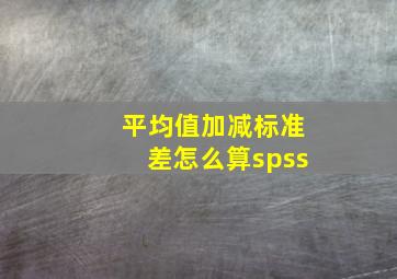 平均值加减标准差怎么算spss