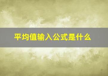 平均值输入公式是什么