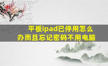 平板ipad已停用怎么办而且忘记密码不用电脑