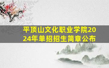 平顶山文化职业学院2024年单招招生简章公布