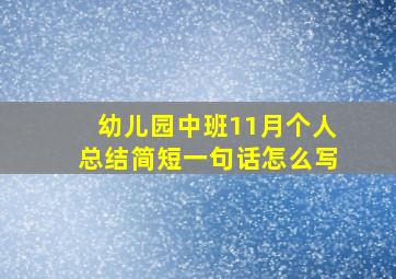 幼儿园中班11月个人总结简短一句话怎么写