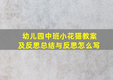 幼儿园中班小花猫教案及反思总结与反思怎么写