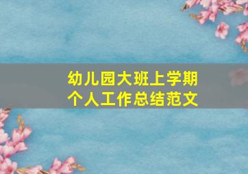 幼儿园大班上学期个人工作总结范文