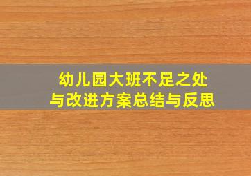 幼儿园大班不足之处与改进方案总结与反思