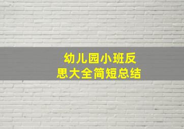 幼儿园小班反思大全简短总结