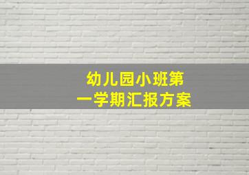 幼儿园小班第一学期汇报方案