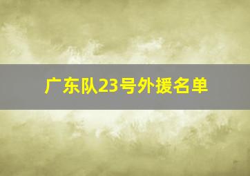 广东队23号外援名单