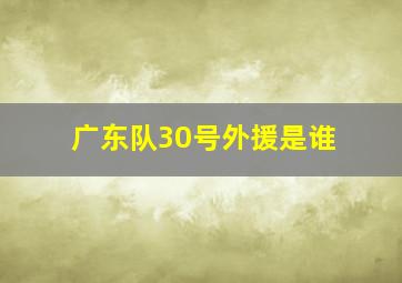 广东队30号外援是谁