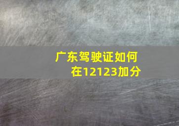 广东驾驶证如何在12123加分