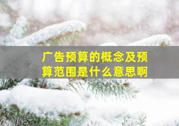 广告预算的概念及预算范围是什么意思啊