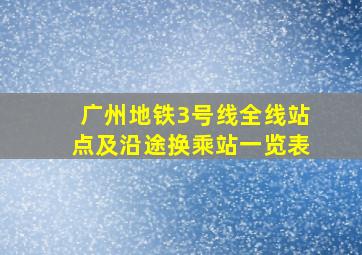 广州地铁3号线全线站点及沿途换乘站一览表