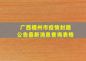 广西梧州市疫情封路公告最新消息查询表格