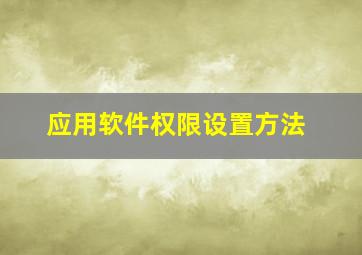 应用软件权限设置方法