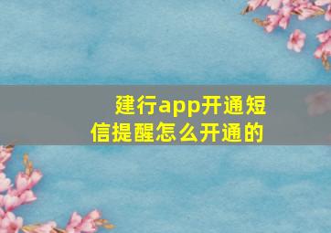 建行app开通短信提醒怎么开通的