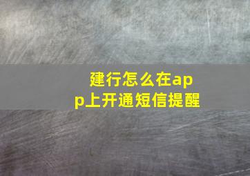 建行怎么在app上开通短信提醒