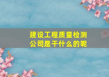 建设工程质量检测公司是干什么的呢