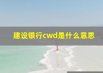 建设银行cwd是什么意思