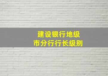 建设银行地级市分行行长级别