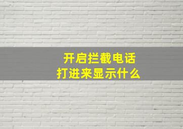 开启拦截电话打进来显示什么