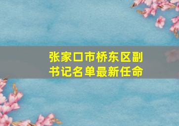 张家口市桥东区副书记名单最新任命