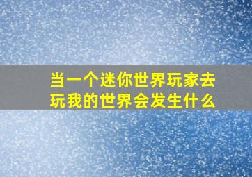 当一个迷你世界玩家去玩我的世界会发生什么