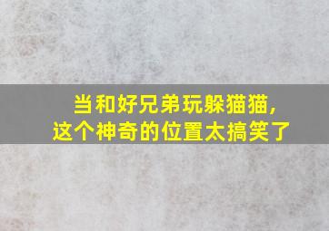 当和好兄弟玩躲猫猫,这个神奇的位置太搞笑了