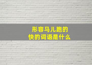 形容马儿跑的快的词语是什么