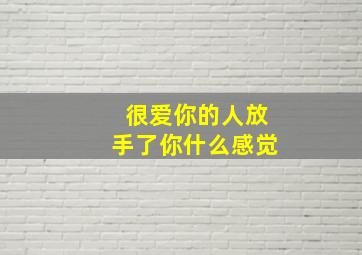 很爱你的人放手了你什么感觉