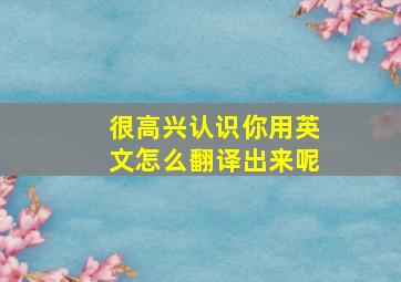 很高兴认识你用英文怎么翻译出来呢