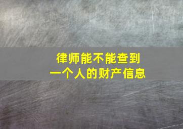 律师能不能查到一个人的财产信息