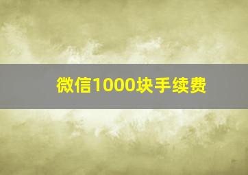 微信1000块手续费