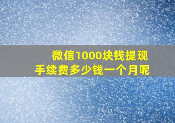 微信1000块钱提现手续费多少钱一个月呢