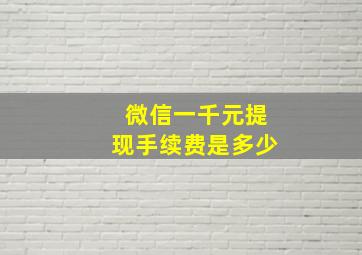 微信一千元提现手续费是多少