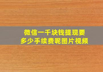 微信一千块钱提现要多少手续费呢图片视频