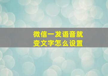 微信一发语音就变文字怎么设置