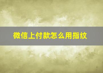 微信上付款怎么用指纹