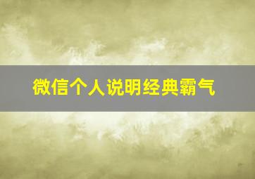 微信个人说明经典霸气