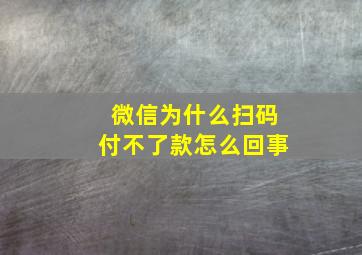 微信为什么扫码付不了款怎么回事